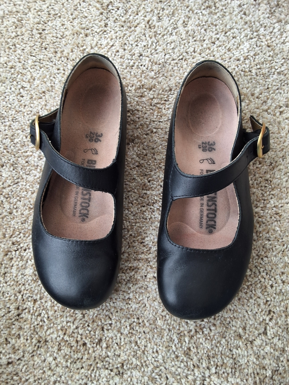 Birkenstock Black Tracy with Gold Buckle Size 36